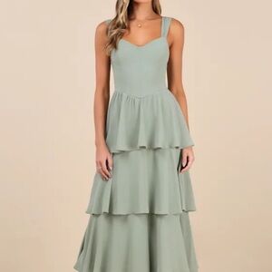 Lulu's Sage Green Layered Maxi Dress